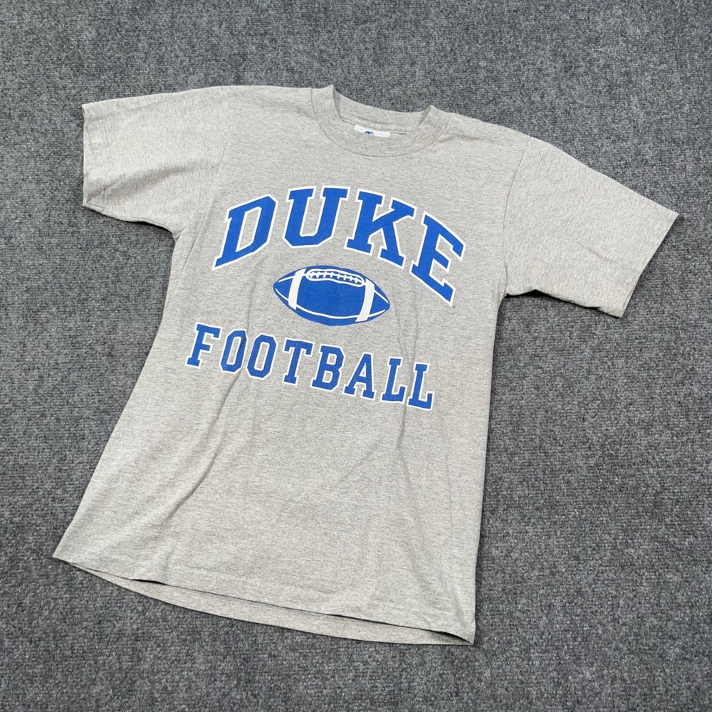 Vintage Duke Football T-Shirt Mens Small Gray The Cotton Exchange Made in USA
